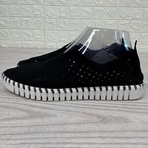 Ilse Jacobsen Tulip Black Shoes WMNS 38 Perforated Slip-On Low Comfort Sneakers